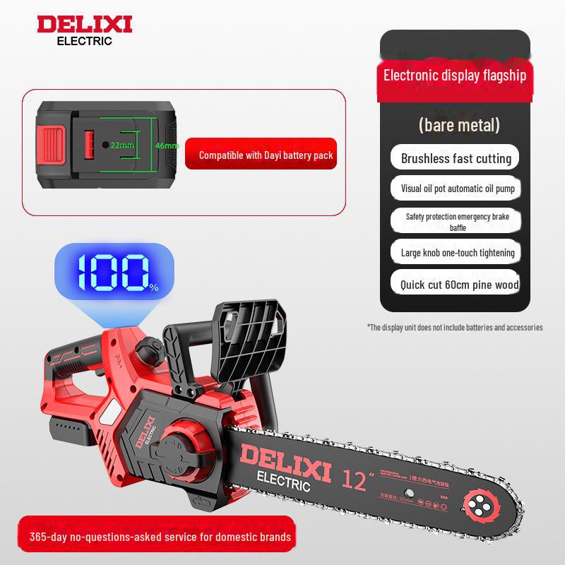 Delixi Brushless Rechargeable Handheld Electric Chainsaw for Home and Outdoor Use