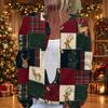 Damen Weihnachtsdruck Langarm Strickjacke Knopfleiste Pullover