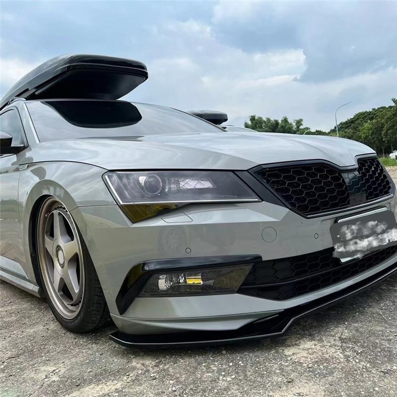 Ac29-Front Bumper Lip Spoiler Kit Wind Splitter Fog Light Eyebrow Gloss Black ABS For Skoda 2016 2017 2018