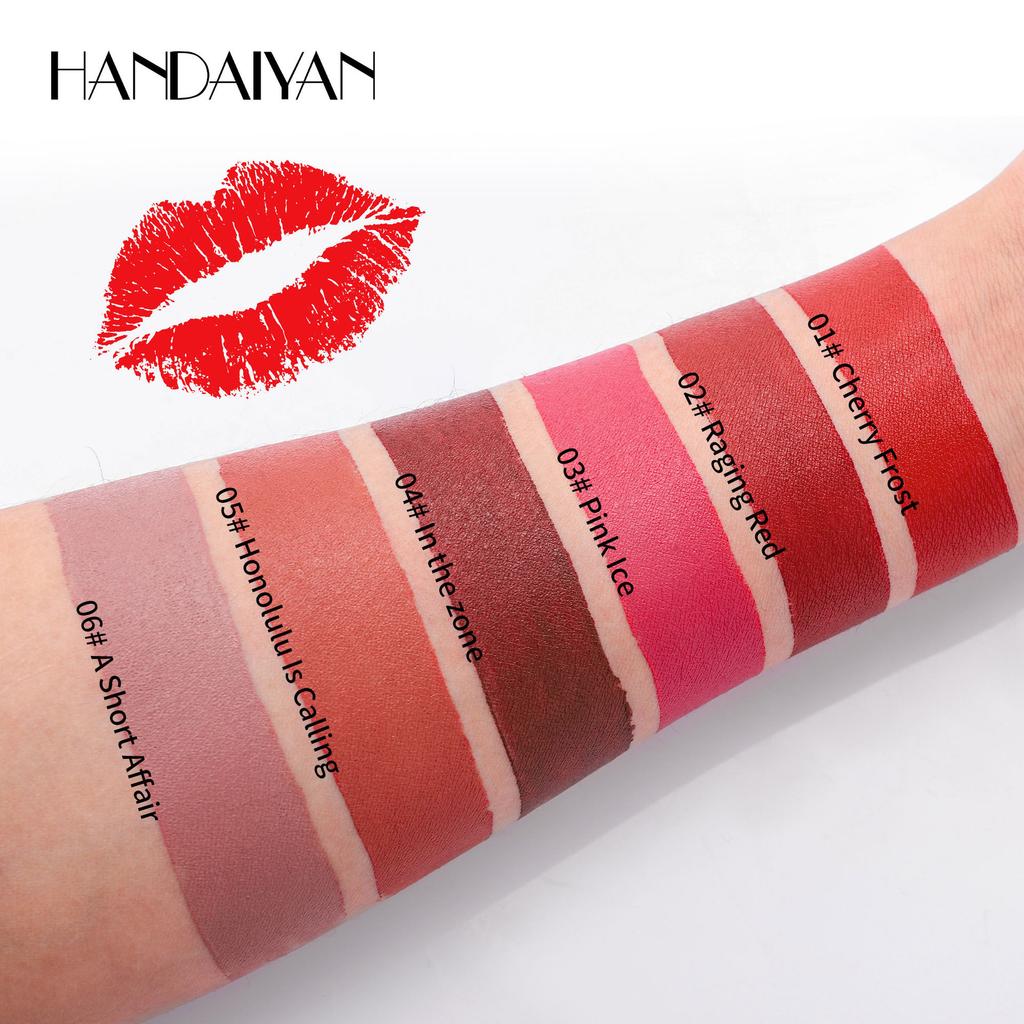 Rossetto Opaco 6 Colori Colori Pieni e Ricchi Idratazione Naturale Confortevole Texture Fine e Liscia Lunga Durata e Facile da Applicare