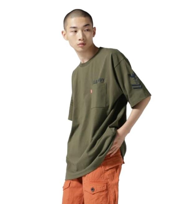 Avirex Short Sleeve Naval Pocket NAVAL POCKET T-Shirt, S/S, T-SHIRT, Men s XL, 310, Olive, 783-2934008