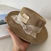Retro beach flat top sunscreen straw hat travel British sun hat casual men's and women's top hats summer versatile