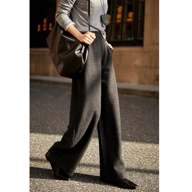 

2025 Women s Deep Winter Velvet Wide-Leg Pants: High Warmth, Fluffy Drape, Straight-Leg Style Extra Extra Large черный серый