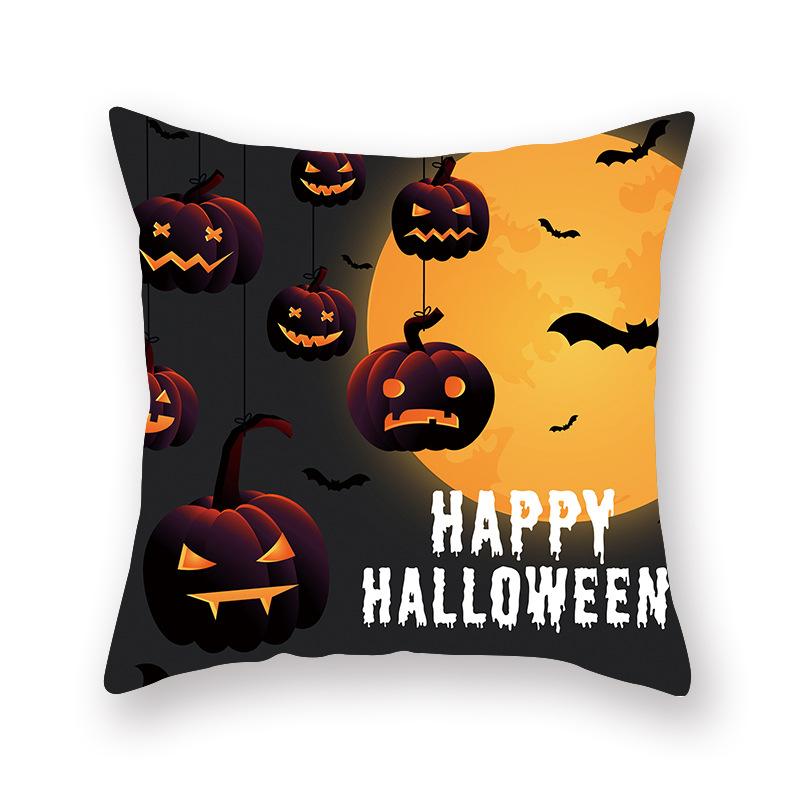 Halloween Pillow Cover Cartoon Pumpkin Head New Peach Skin Cushion Cover Sofa Cushion