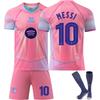 Tricou de fotbal roz Barcelona UEFA Champions League 25-26 pentru copii și adulți MESSI #10
