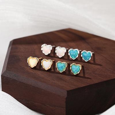 Exquisite Opal Love Earrings for Women with Niche Design New Earrings Small Earrings