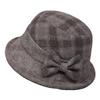 Middle-Aged Old Man Season Elegant Bow Mom Hat Female Thickened Woolen Basin Hat Grandma Plaid Bucket Hat