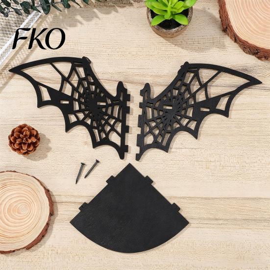 Decorative Wall Corner Mount Halloween Wooden Bat Shelf, Black Mounted Candle Holder Stand, Gothic Hanging Shelf Decor Display Rack for Home
