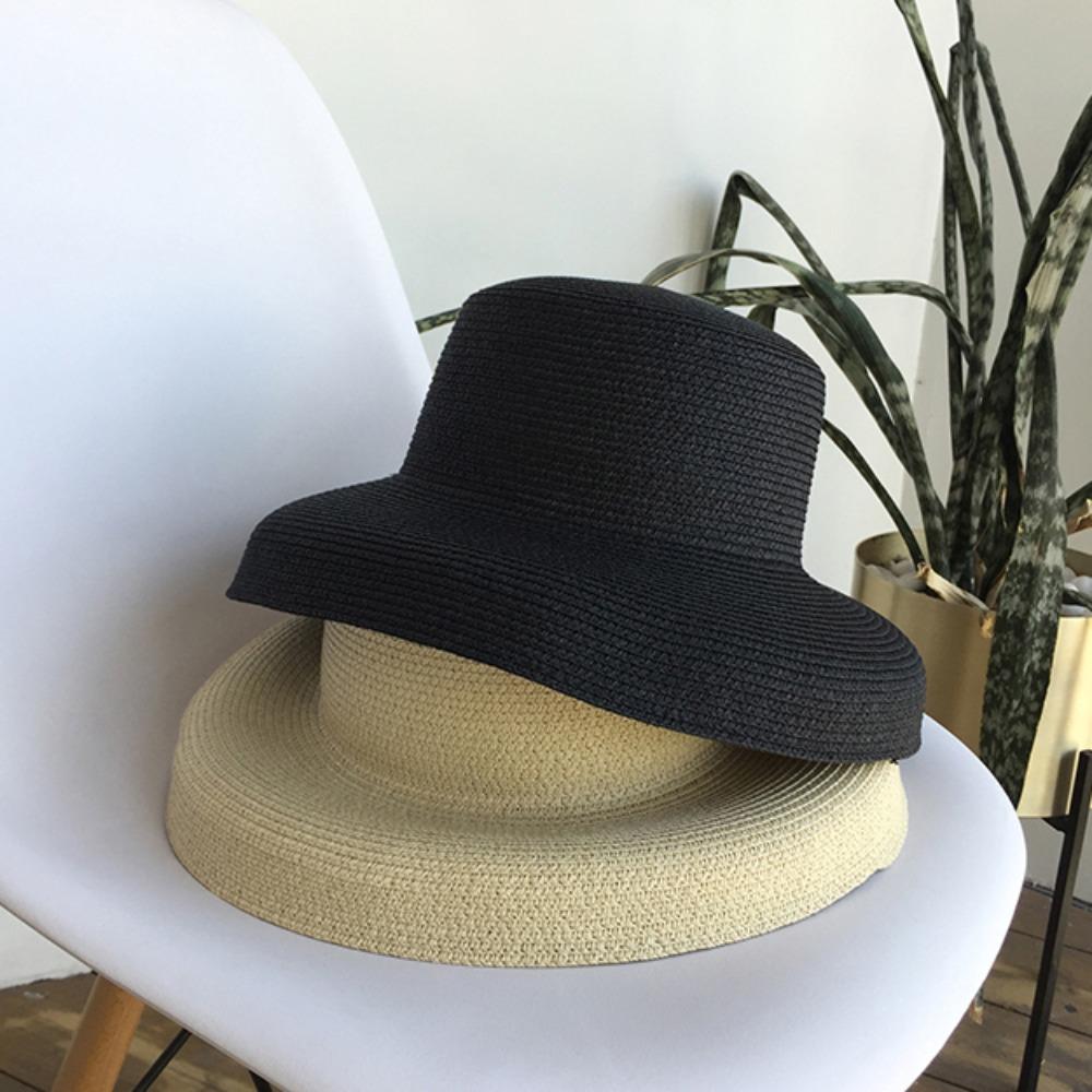 Big Brim Hepburn Wind Straw Hat Sunscreen Beachside Sun Hat Casual Summer Beach Hat  Outdoor