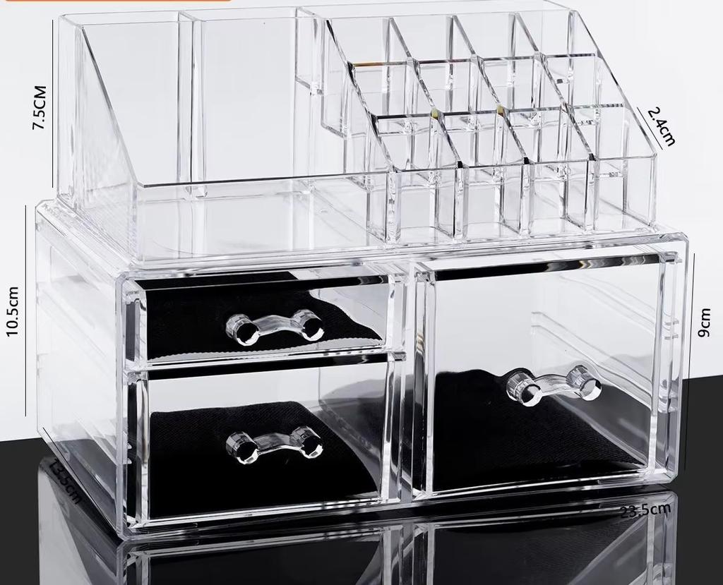 Cosmetics Storage Box Acrylic Transparent Drawer Storage Box Large Capacity Desktop Compact Dustproof Makeup Organizer