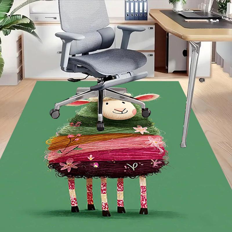 1PC sheep flowers Non-Slip Floor Carpet Compatible for Office&Living Room&Bedroom&Dining room - Flat-Weave Machine-W320