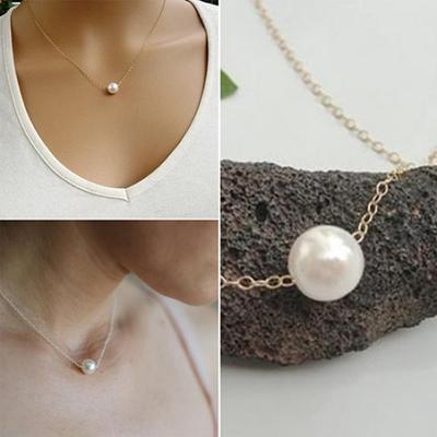 Collana girocollo da donna alla moda, semplice, con perle finte, in lega dorata e argentata, collare statement