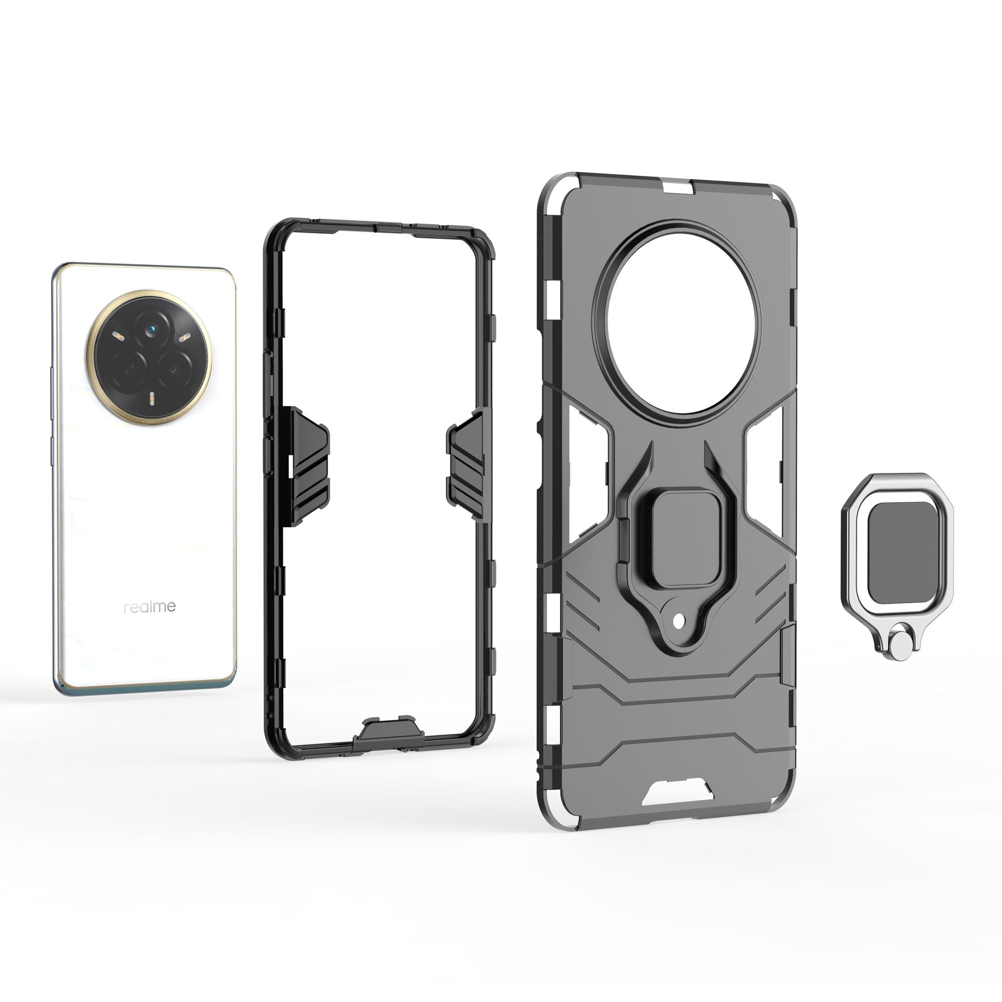 

For Realme 14 Pro 5G Case PC+TPU Protective Phone Cover with Ring Kickstand Red