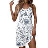 Ärmelloses Blumenkleid Damen Lässig Sommer Rundhalsausschnitt Leicht Bodycon Midi-Kleid mit Seitenschlitz für den Alltag