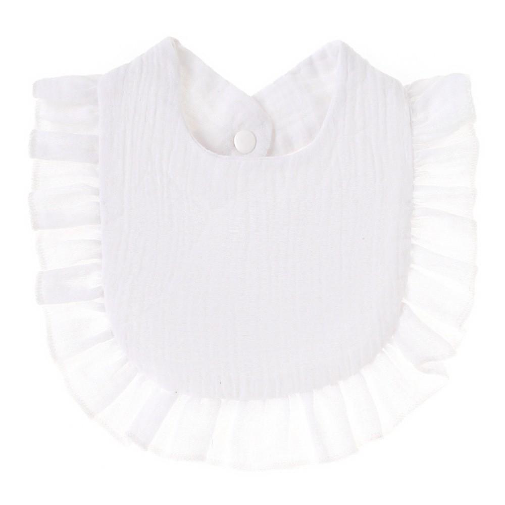 Ruffled Pure Cotton Baby Bibs with Lace Trim