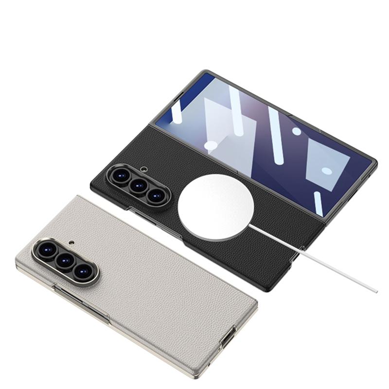 GKK PU Leather Mobile Phone Case with Magnetic Screen Protector Film Back Cover Case for Samsung Galaxy Z Fold 7 Phone Cases