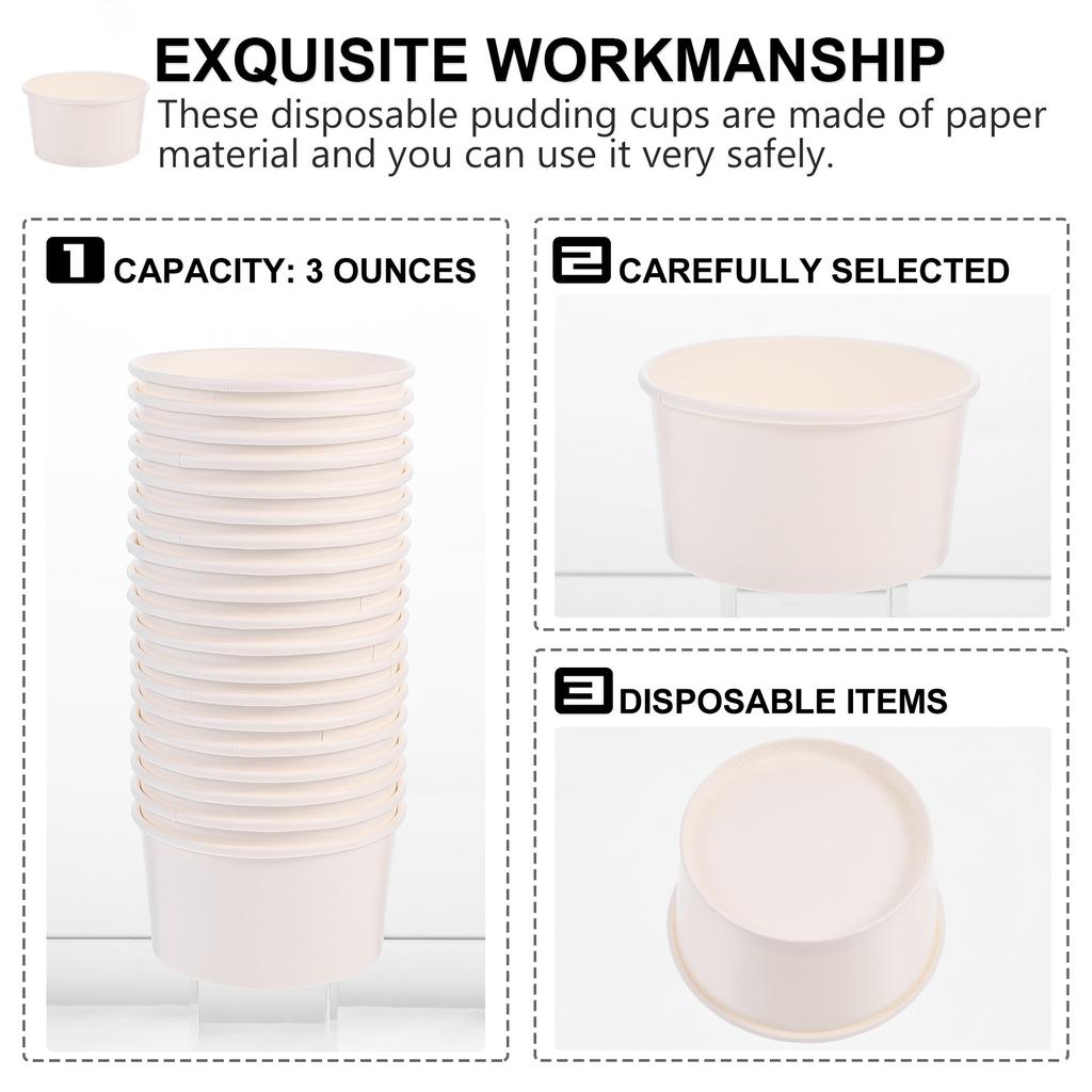 100Pcs Disposable Ice Cream Cups 3Oz Dessert Bowls for Yogurt Pudding Jelly Mousse Snack Containers Ice Cream Cup