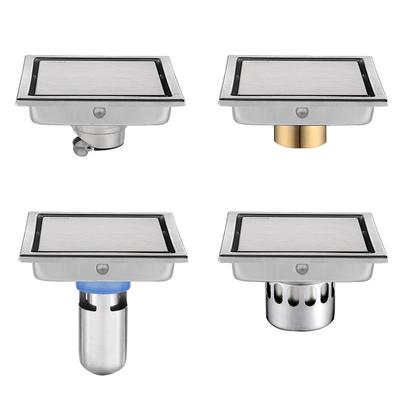 15x15cm Square Shower Drain Tile Insert Anti Odor Stainless Steel Floor Drain Kit with Removable Grate Cover Hair Strainer