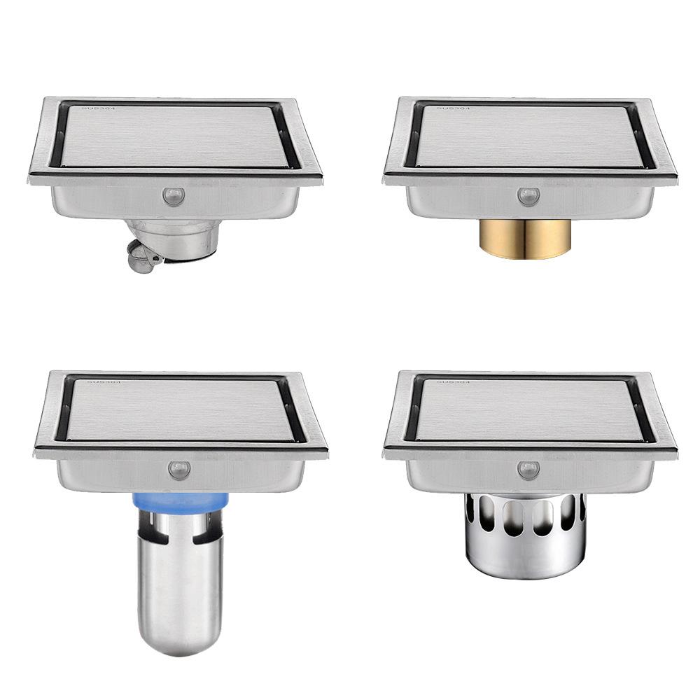 15x15cm Square Shower Drain Tile Insert Anti Odor Stainless Steel Floor Drain Kit with Removable Grate Cover Hair Strainer
