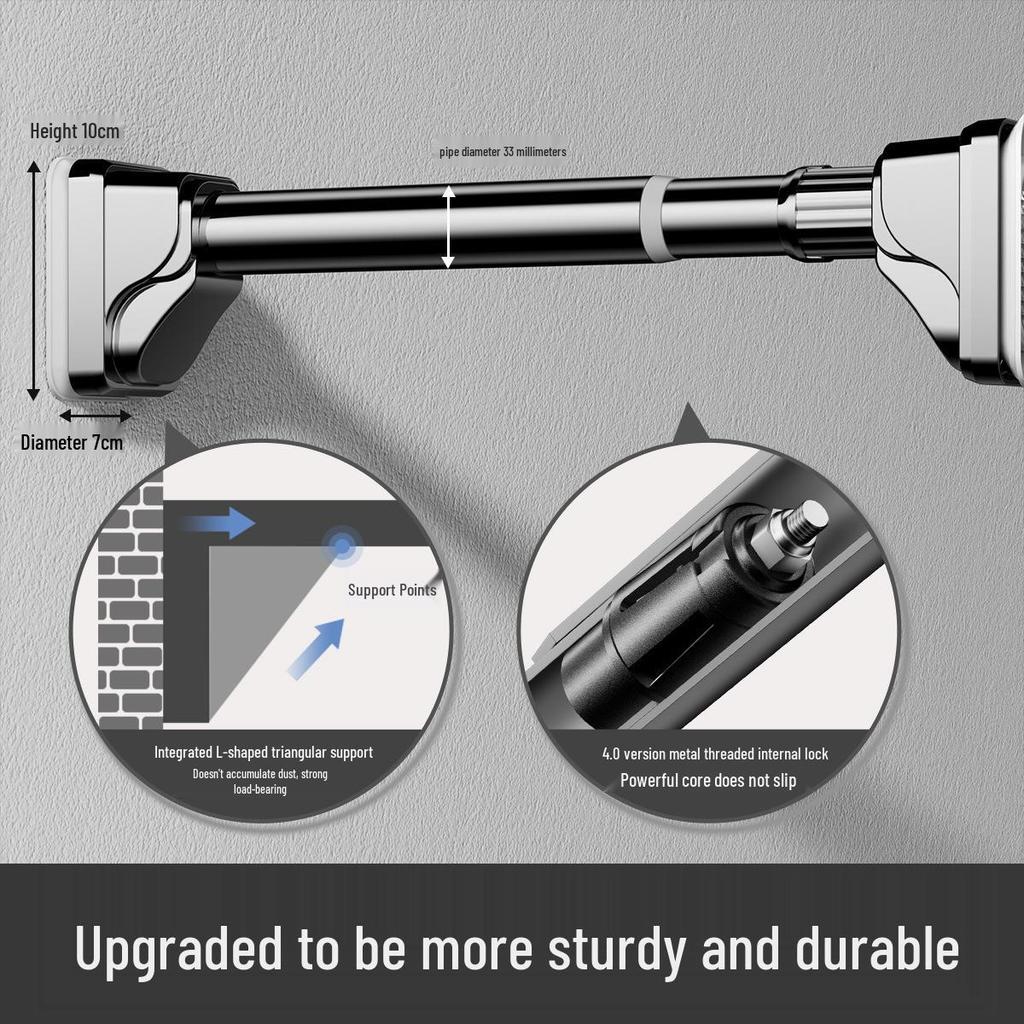No-Drill Retractable Clothes Drying Rod for Curtain and Wardrobe Support - Nail-Free Bathroom or Shower Drying Rack.