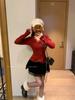 Niche V-Neck Lace Patchwork Knitwear: Autumn/Winter Slimming Cinched Waist Long Sleeve Top for Women