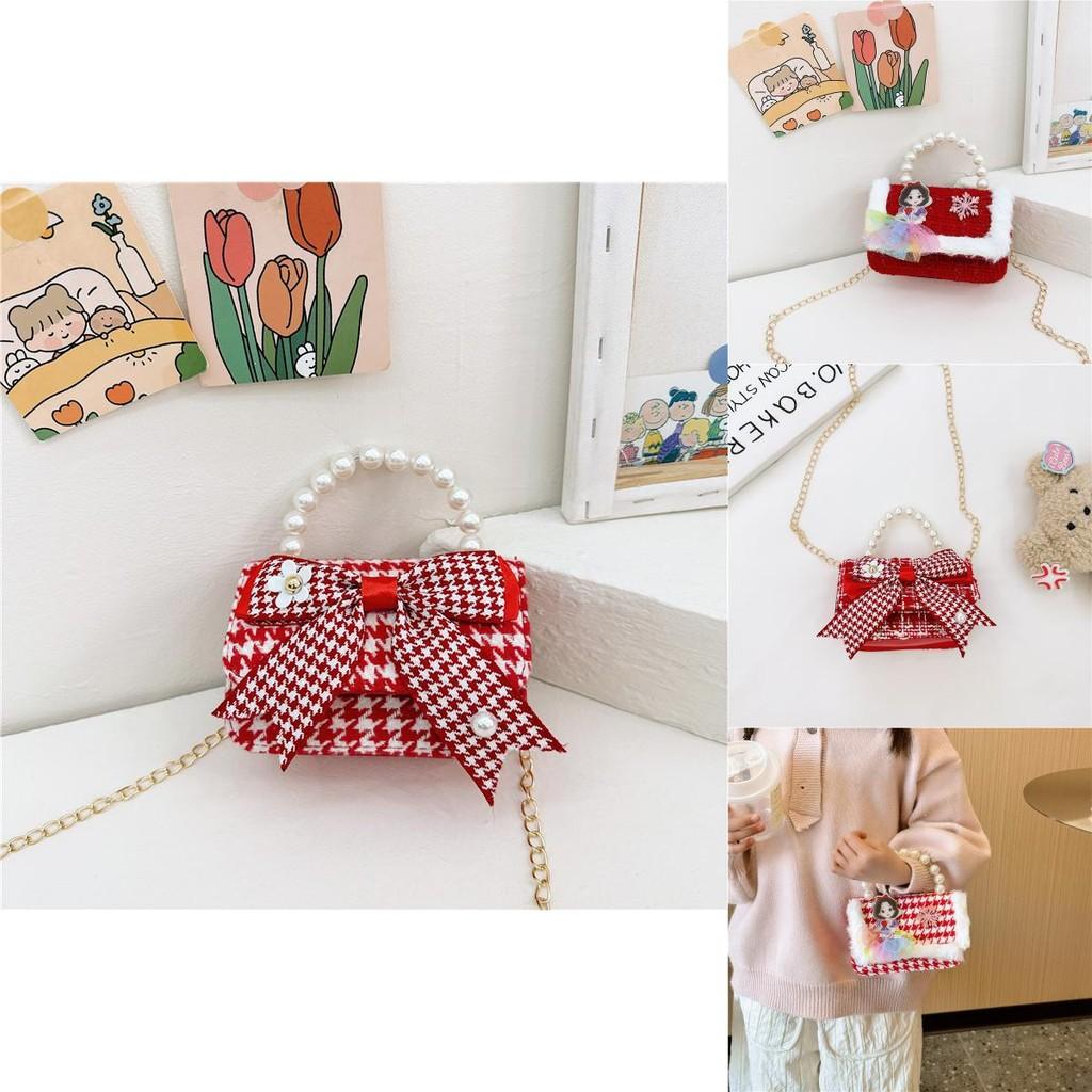 Stylish Butterfly Knot Girls Handbag Pearl Shoulder Bag For Children With Cute Design