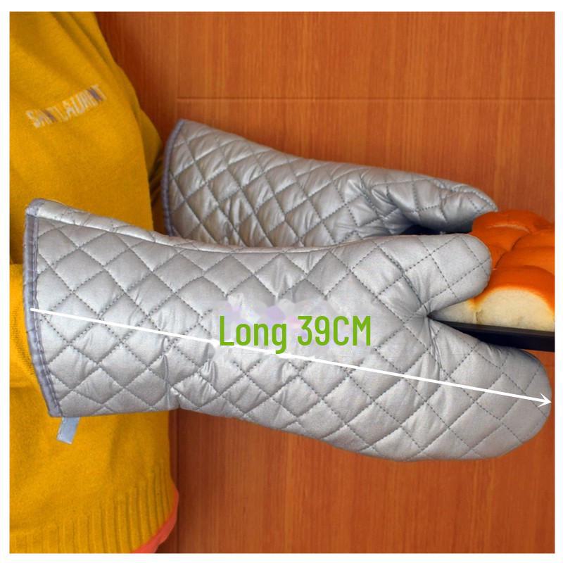 Silver Heat-Resistant Oven and Microwave Gloves for Kitchen and Laundry