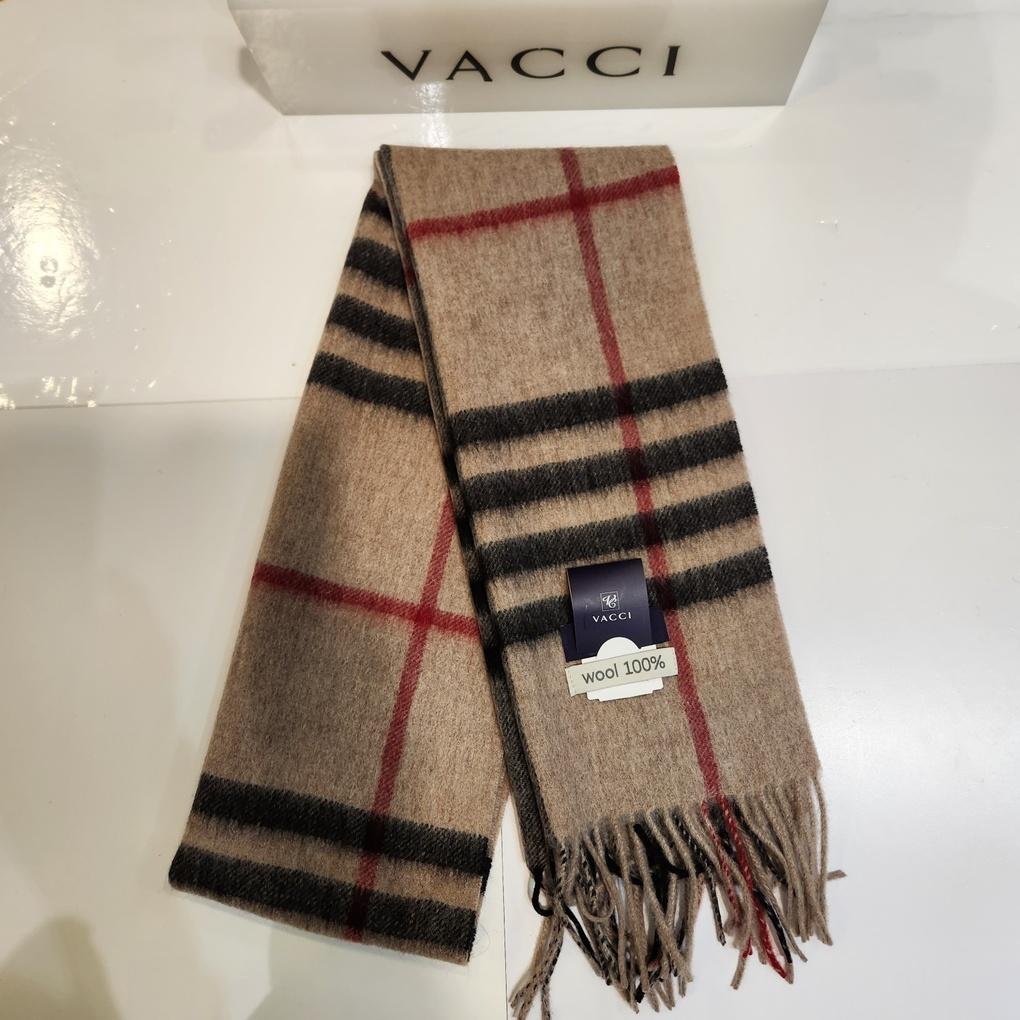 Men's Winter All Wool Brown Beige Big Check Long Muffler VM1N 4BR 122 I0