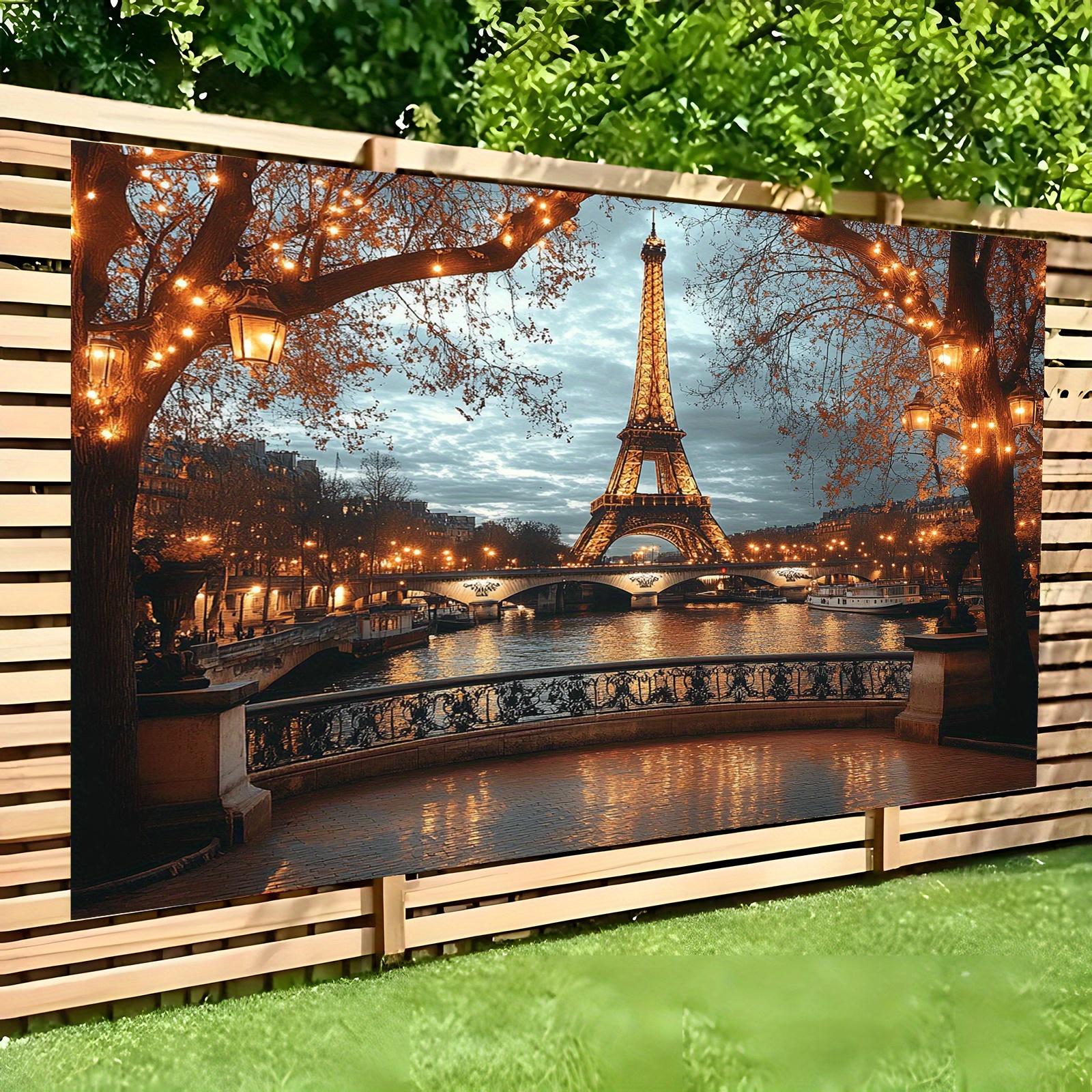 Eiffel Tower Romantic Night View Paris City Scenery Background Cloth 100x150cm