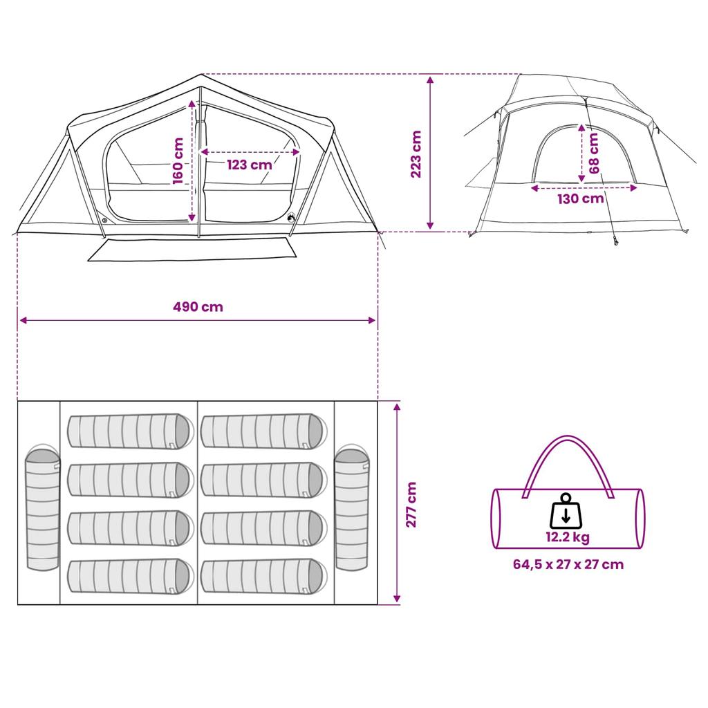 Cabin Tent Green 480 x 273 x 205 cm Polyester and Steel