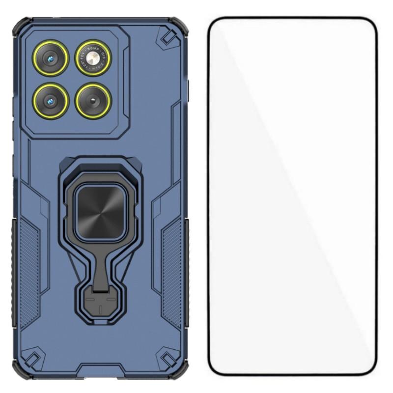 For Motorola Edge 70 5G Phone Case WANLONFENG PC TPU Back Cover Kickstand with Tempered Glass