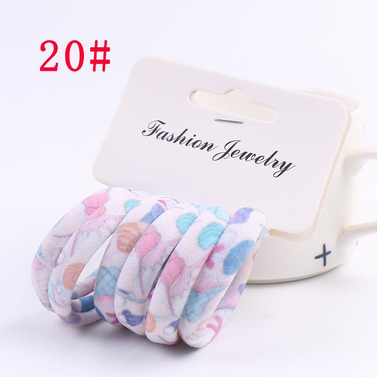 6Pcs/Set High Elasticity Printed Scrunchie Women Girls Children Elastic Hair Rubber Bands Accessories Tie Hair Rope Ring Holder