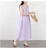 Elegant And Laid-back Style, Large Sleeveless Cotton And Linen Round-neck Vest Dress