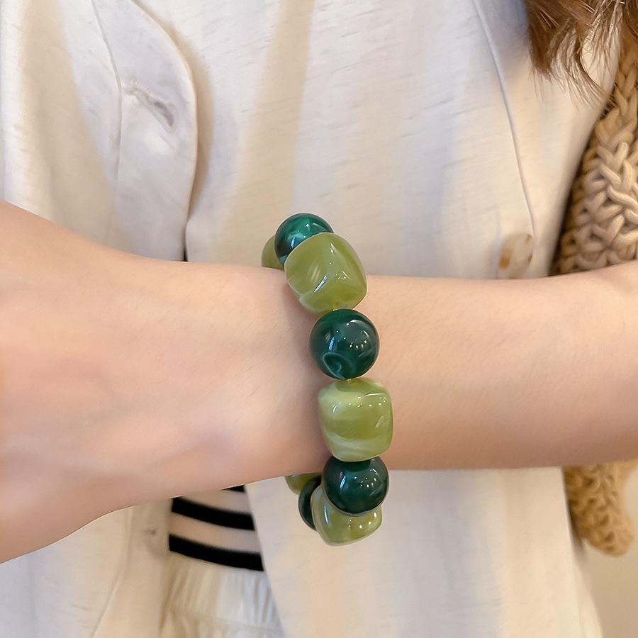 Acrylic Irregular Square Round Beaded Bracelet for Women Simple Korean Hand Accessories