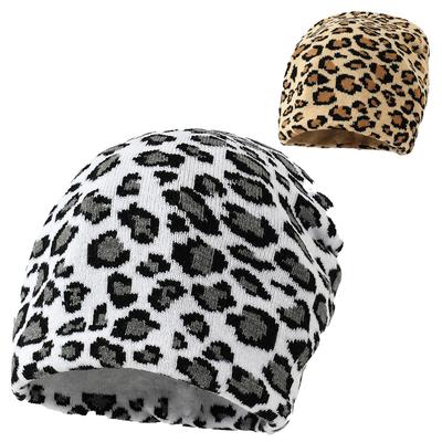Popular Men's and Women's Knitted Hats, Leopard Print Pattern Printing, Thickened Warm Sports, Trendy Cool Elastic Autumn and Winter Travel