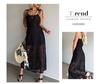 European and American Strappy Lace See-through Square Neck Slimming Long Dress for Spring and Summer.