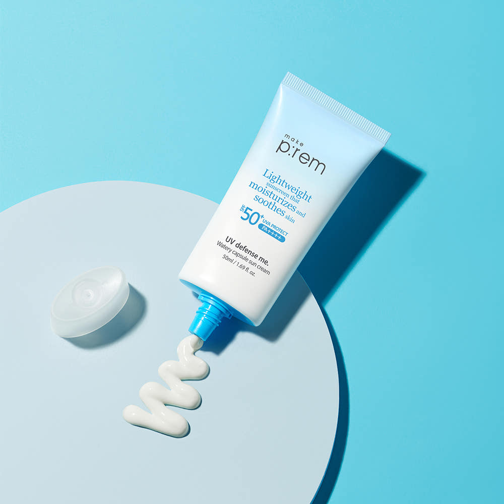 MAKE P:REM Watery Capsule Sun Cream SPF50+ PA++++ 50ml Niacinamide Hyaluronic Acid Moisturizing Sunscreen