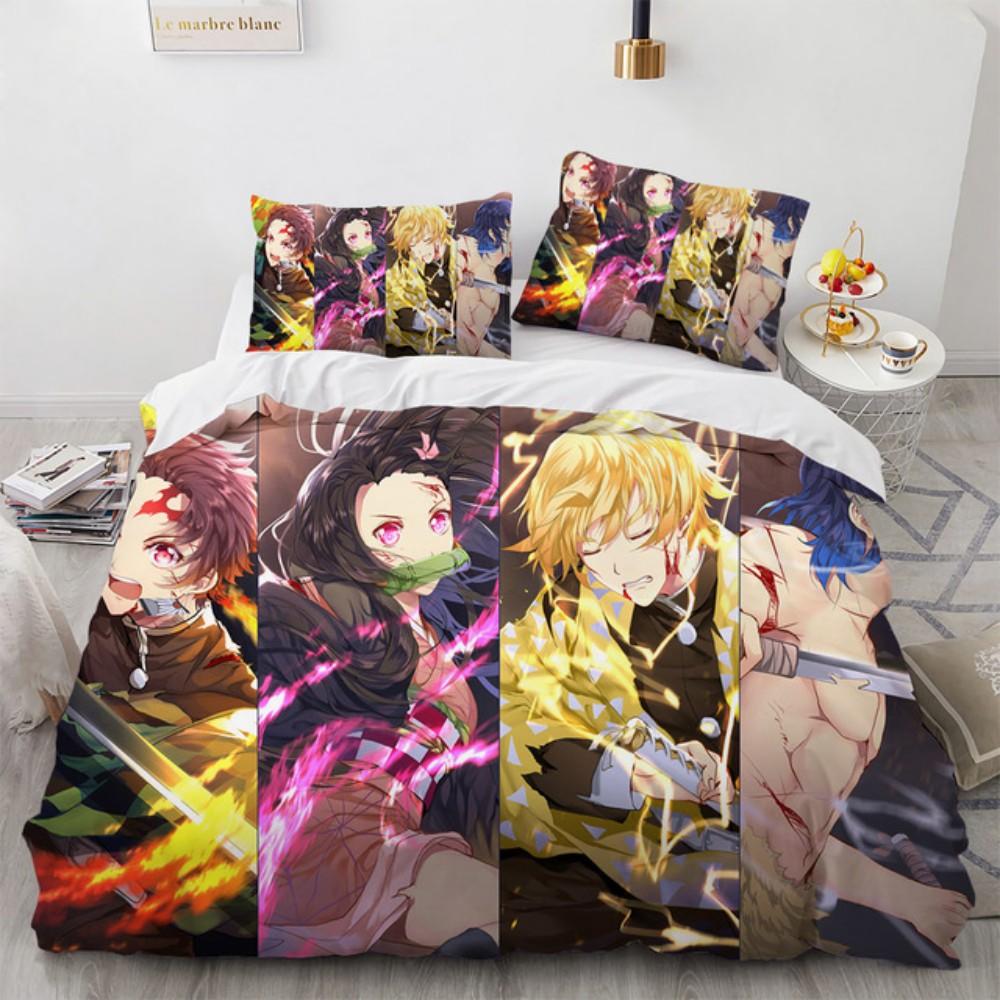 Hot Kamado Nezuko Bedding Sets Anime Demon Slayer Bedspread for Teens Girls Fashion Twin Single Queen King Full Size Duvet Cover