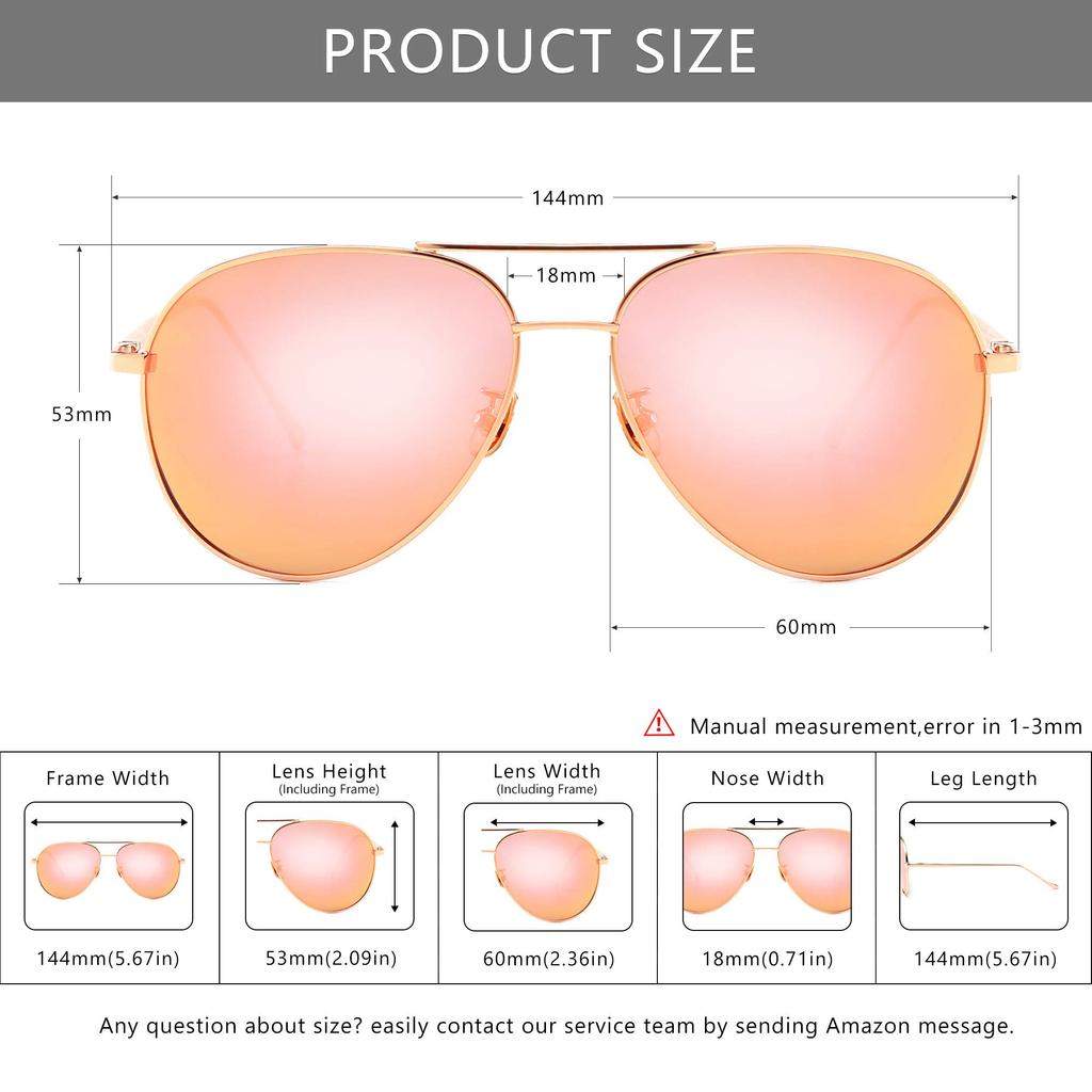 SUNGAIT Lightweight Oversized Aviator Sunglasses Mirrored Polarized Lenses Gold Mirrored SGT603JKF JP Women's - (Light Frame/Pink Lenses)