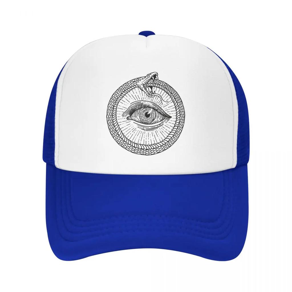 Esoteric Illustration Of Ouroboros Snake Cap Fashion Mesh Baseball Caps Adjustable Hat Hip Hop Summer Unisex Baseball Hats