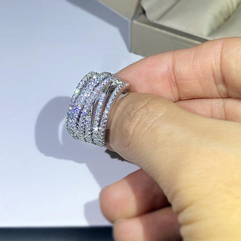 Exaggerated Micro-Inlaid Zircon Ring For Women, Personalized Avant-Garde Ring Full Of Diamond Jewelry