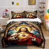 Set Biancheria da Letto Sacro Cuore di Gesù Set Biancheria da Letto con Arte Religiosa (1 copripiumino, 2 federe, piumino non incluso)
