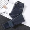 Women's High Waist Velvet Skinny Jeans - Slimming Cropped Pants for Autumn/Winter