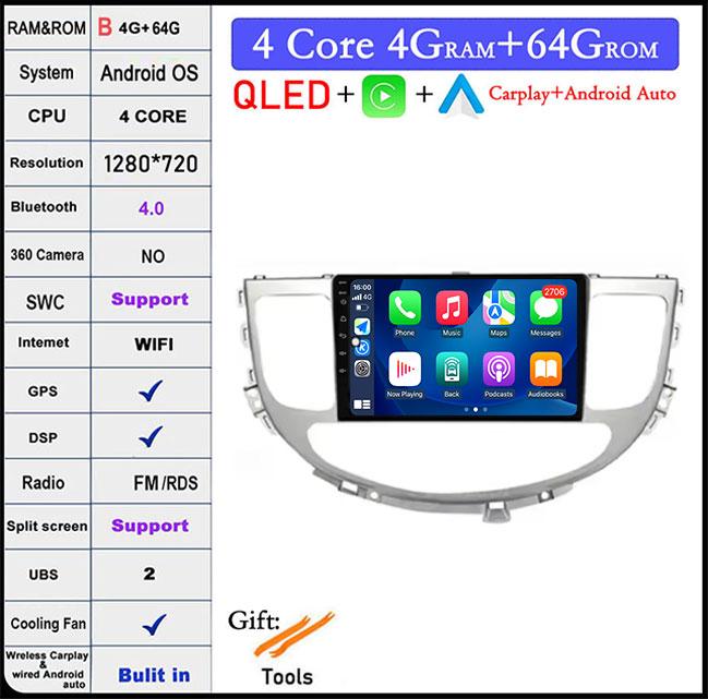For Hyundai Rohens Genesis 2008-2013 GPS Navi WiFi Android 14 Intelligent System Car Video Multimedia Player GPS DSP Stereo