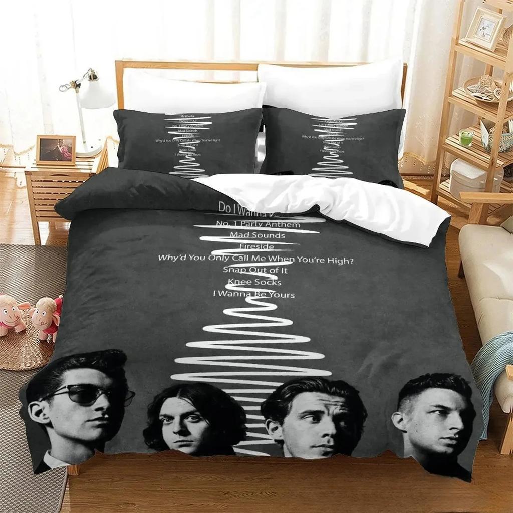 3D Printed Arctic Monkeys Music Band Bedding Set Duvet Cover Bed Set Quilt Cover Pillowcase Comforter King Queen Size Boys Adult