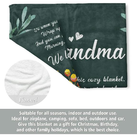 Afterprints Gifts for Grandma Blanket, Grandma Birthday Gifts, Mothers Day, Grandparents Day Present for Grandma from Granddaughter, We Love You Cozy