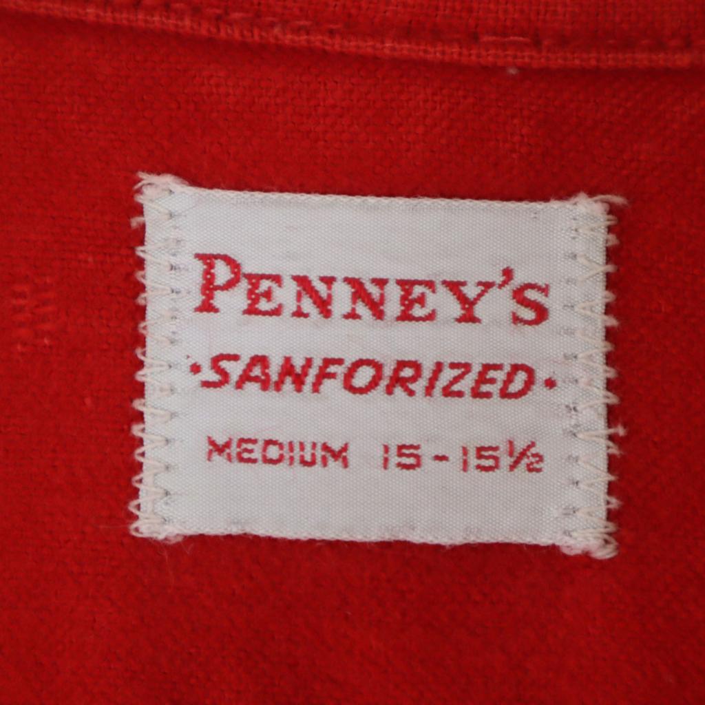PENNEYS 50s Vintage Chamois Cloth Long sleeve shirt 15-151/2 Red Men's Used