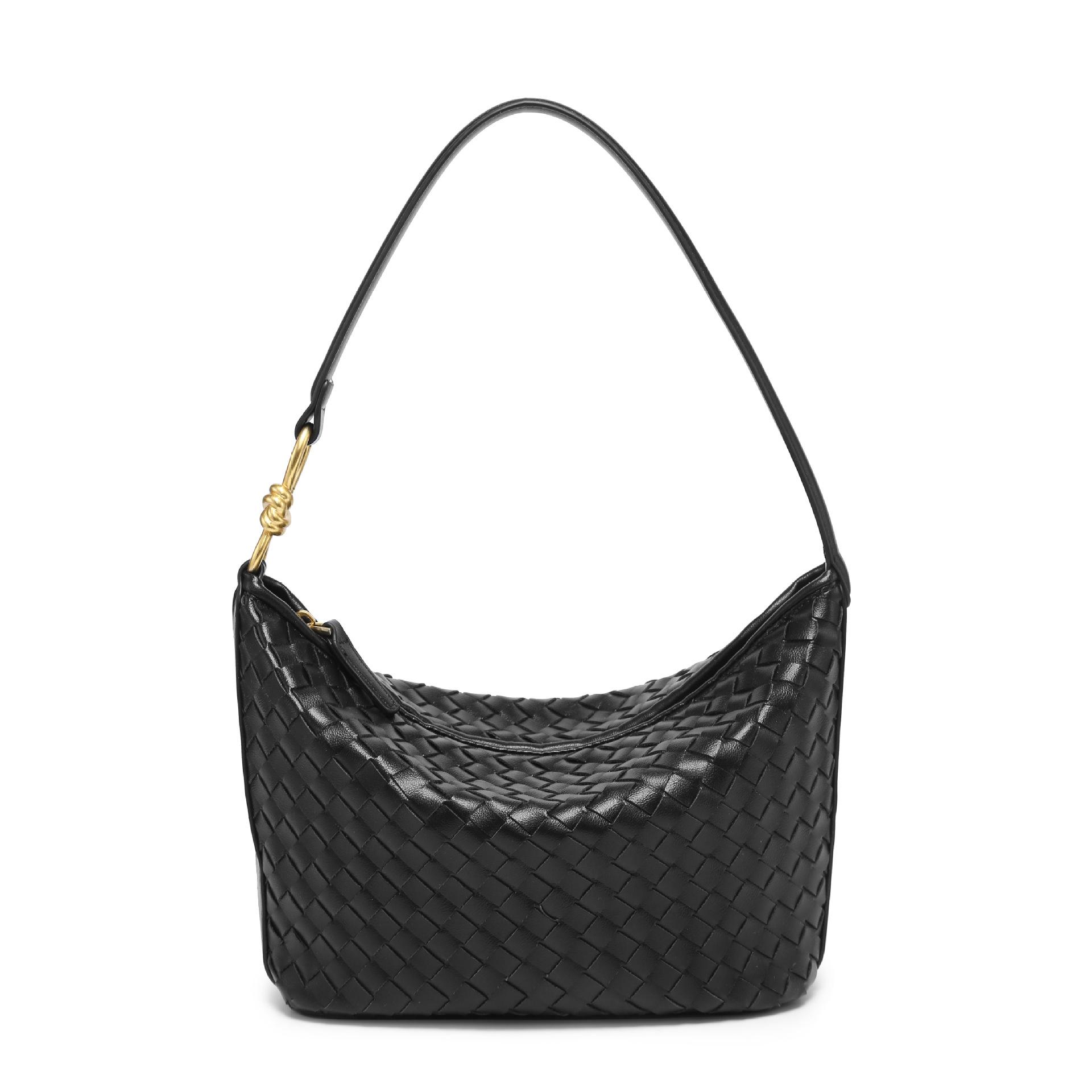 

Premium pure hand-woven bag New armpit bag Women s shoulder messenger bag Fashion versatile commuter bag 23*10*19cm чорний