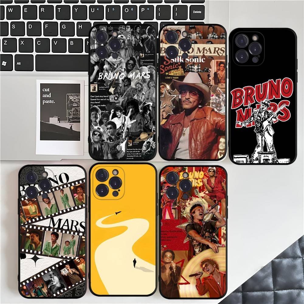 B-Bruno M-Mars Singer Phone Case For Iphone 17 16 15 14 13 12 11 Pro Max Plus Black Shell Cover Case