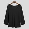 Herren Herbstkleidung Gestricktes T-Shirt Einfarbige V-Ausschnitt Langarm Freizeit Streetwear Ausgeschnitten Locker T-Shirts XS-3XL